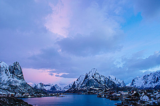 山,风景,瑞恩,罗弗敦群岛,挪威