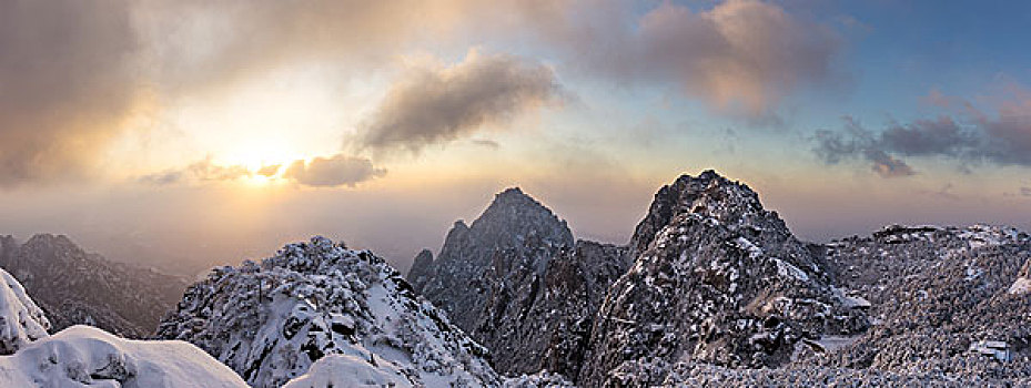 雪景,黄山,山,冬天