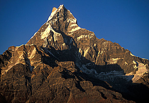 尼泊尔,波卡拉,夕阳,仪表,顶峰,安纳普尔纳峰,山脉,喜马拉雅山
