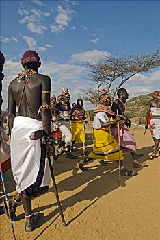 年轻,部族,表演,跳跃,迟,下午,晚间,女人,典礼,地区,肯尼亚