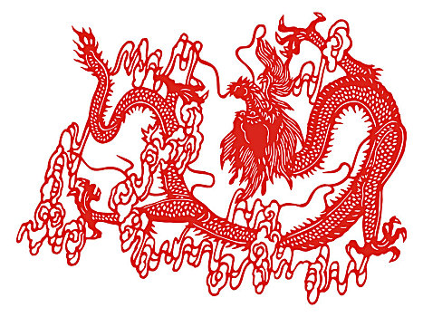 中国龙纹剪纸工艺品