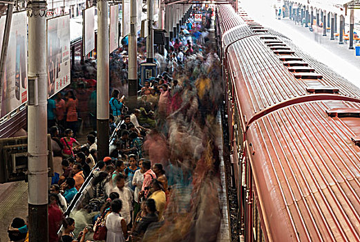 拥挤,站台,堡垒,火车站,科伦坡,斯里兰卡,亚洲