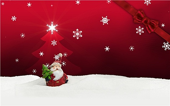 贺卡,圣诞老人,雪,红色