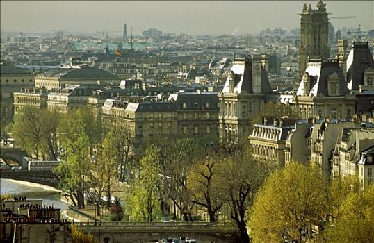 法国,巴黎,市政厅,全视图