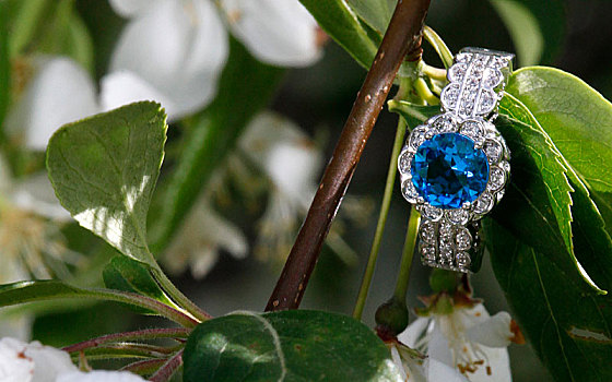 蓝色,钻石,订婚,婚戒
