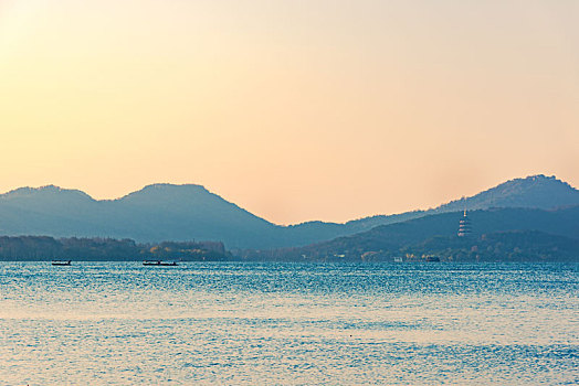 杭州西湖风光黄昏