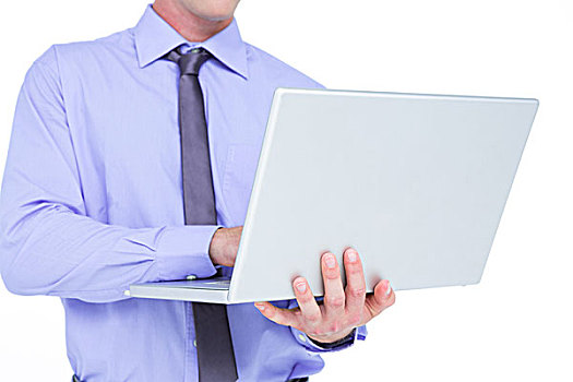 商务人士,笔记本电脑,白色背景