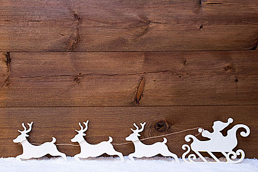 白色,圣诞老人,雪撬,驯鹿,雪,留白