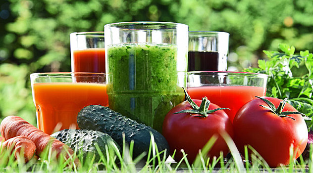 玻璃杯,新鲜,有机,果汁,花园