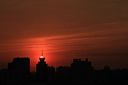 北京罕见的火烧云
