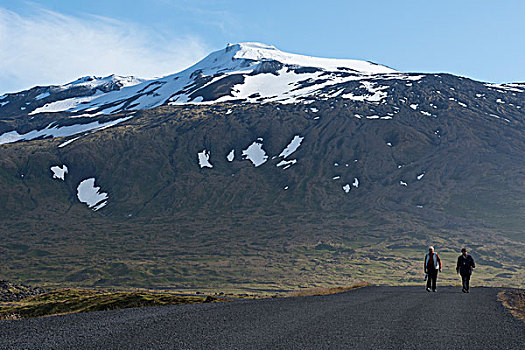 冰岛,西部,韦斯特兰德,国家公园,冰河,上面,不活跃,火山,旅游,公园,道路,越野