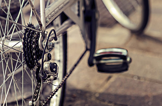自行车,链子,后面,齿轮