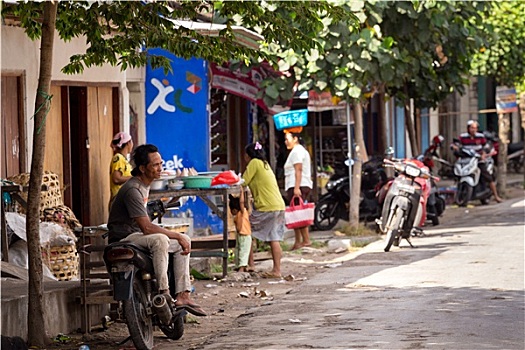 男人,休息,街边市场,巴厘岛