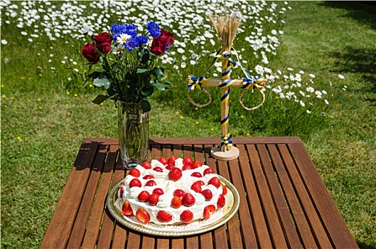 桌子,草莓蛋糕,装饰