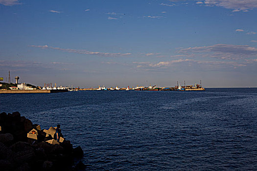 秦皇岛,城市,建筑,大海,港口,机械,设施,缆桩,防波堤,港池,码头