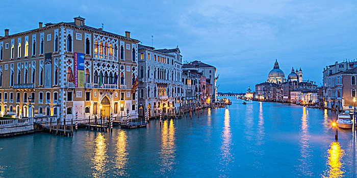 大运河,邸宅,大教堂,圣马利亚,行礼,黄昏,威尼斯,威尼托,意大利,欧洲