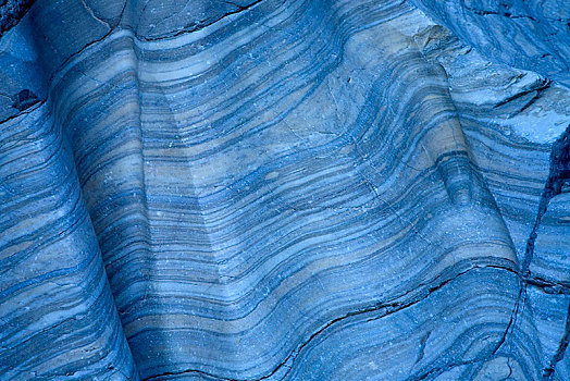 岩石构造,折叠,蓝色,大理石,特写,图案,峡谷,死谷,加利福尼亚,美国,北美
