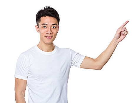 亚洲人,男青年,手指,向上