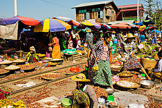 缅甸,曼德勒,市场,动作,铁路线