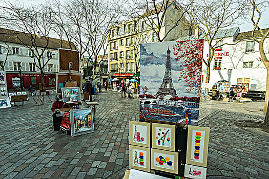 户外,艺术家,市场,小丘广场,蒙马特尔,巴黎,法国