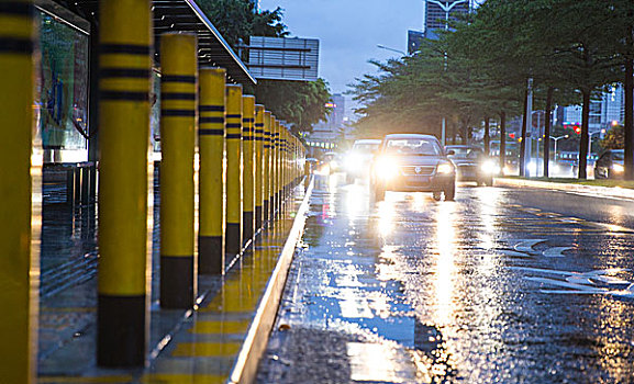 下雨,汽车,城市