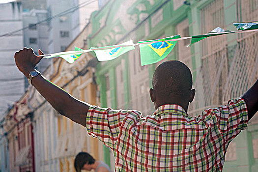 学生,庆贺,巴西人,旗帜,街道,里约热内卢,巴西