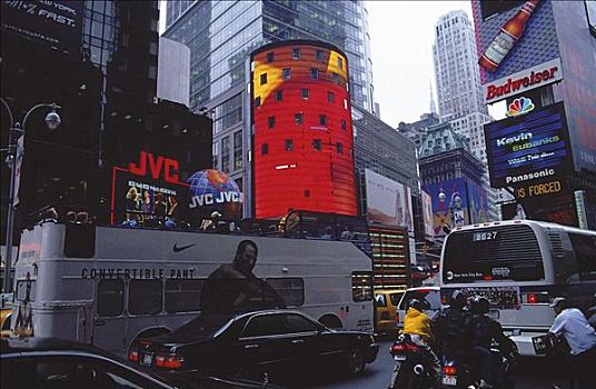 街景,霓虹灯,汽车,纽约,美国,北美