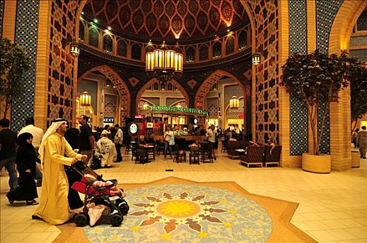 购物,游客,正面,装饰,拱形,局部,商场,迪拜,阿联酋,阿拉伯,中东,东方