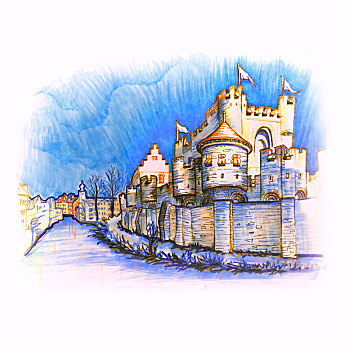 中世纪,城堡,比利时