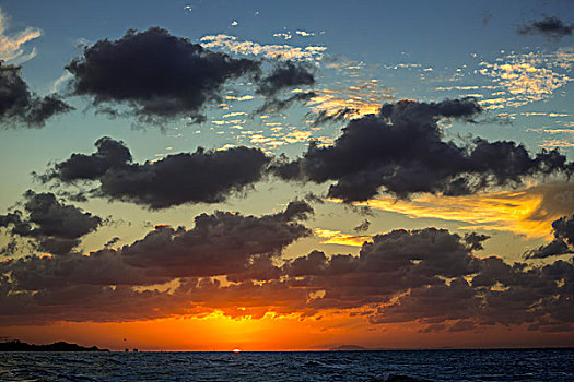 日落,上方,海洋,巴拉德罗,马坦萨斯,古巴,北美