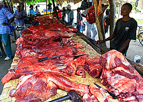 肉,商店,市场,安哥拉,四月,2007年