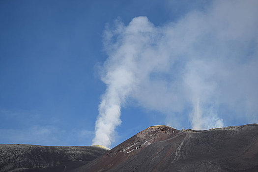 埃特纳火山,西西里,意大利,喷气孔,火山口,顶峰,火山,火山作用,烟,云,山