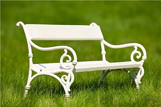春天,夏天,白色,浪漫,长椅,草地
