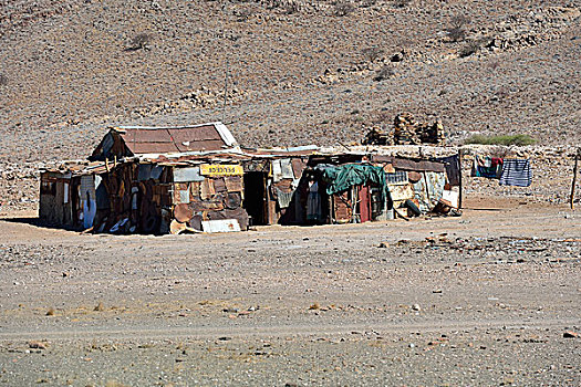 波纹板,小屋,路边,纳米比沙漠,纳米比亚,非洲