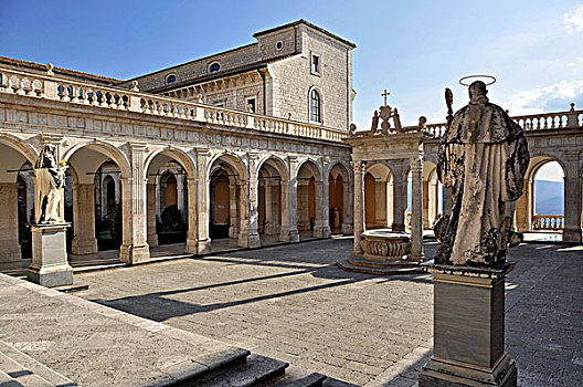 回廊,蓄水池,雕塑,教堂,拉齐奥,意大利,欧洲