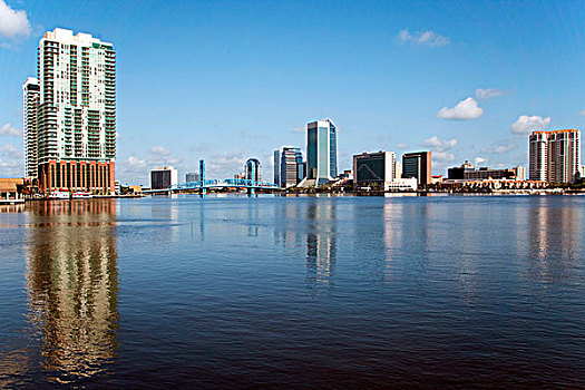 反射,建筑,水上,河,杰克逊维尔,佛罗里达,美国