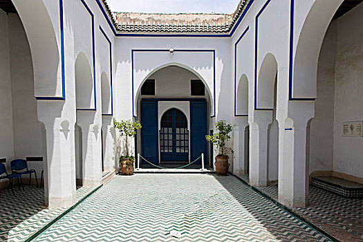 院落,玛拉喀什,摩洛哥,北非,非洲
