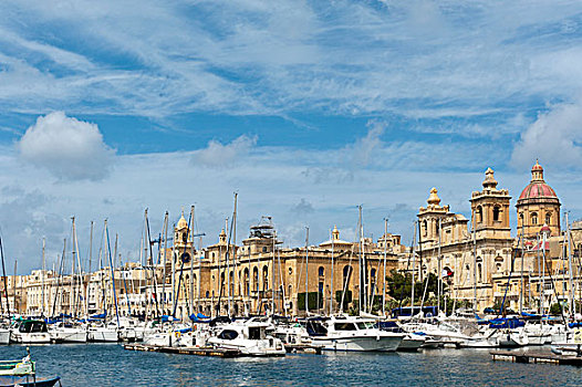 游艇,码头,岸边,港口,溪流,马耳他,海事博物馆,教堂,欧洲