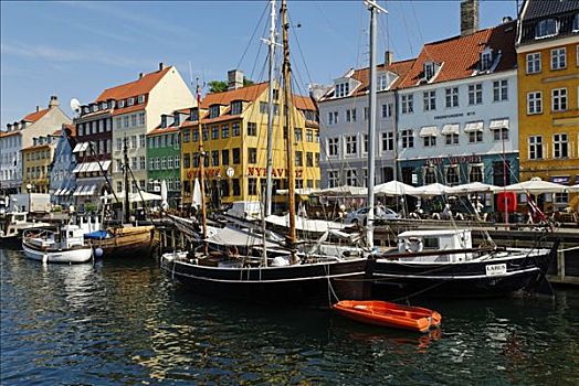 历史,船,捕鱼,纽哈温运河,哥本哈根,丹麦,斯堪的纳维亚,欧洲