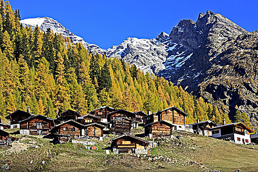 瑞士,瓦莱,木房子
