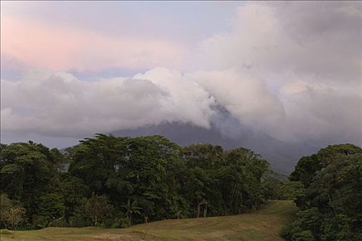 火山,云,阿雷纳尔,哥斯达黎加