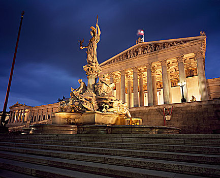 喷泉,国会大厦,维也纳,奥地利