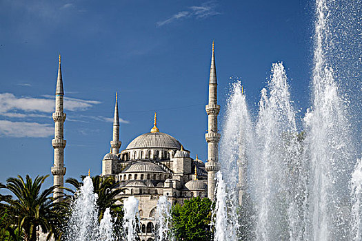 土耳其,伊斯坦布尔,藍色清真寺,地区,蓝色清真寺,清真寺,喷泉