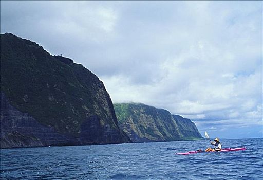 夏威夷,皮划艇手,北岸,深海,天空