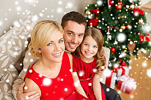 家庭,圣诞节,圣诞,冬天,高兴,人,概念,幸福之家,在家