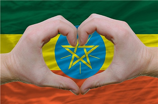 心形,喜爱,手势,展示,上方,旗帜,埃塞俄比亚