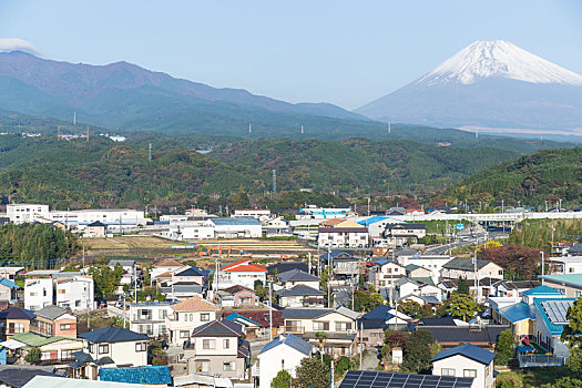 山,富士山,城市