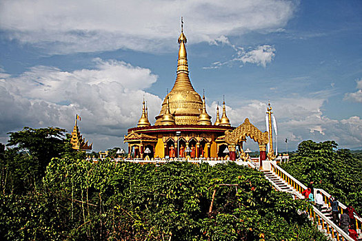寺庙,金庙,印度,山,流行,旅游景点,本地人,捐赠,缅甸,政府,孟加拉,九月,2009年