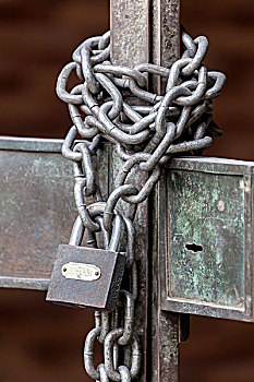 链子,挂锁,铁门,布达佩斯,匈牙利,欧洲
