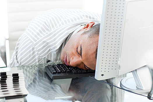疲倦,商务人士,睡觉,键盘